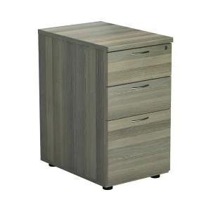 Image of Jemini Grey Oak 3 Drawer Desk High Pedestal D600 KF78949