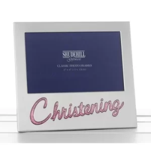 Image of Glitter Word Christening Frame 6x4 Girl