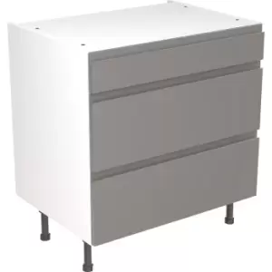 Image of Kitchen Kit Flatpack J-Pull Kitchen Cabinet Base 3 Drawer Unit Super Gloss 800mm in Dust Grey MFC