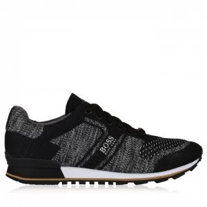 Image of Hugo Boss Multi Pattern Knit Runner Trainers Charcoal Men