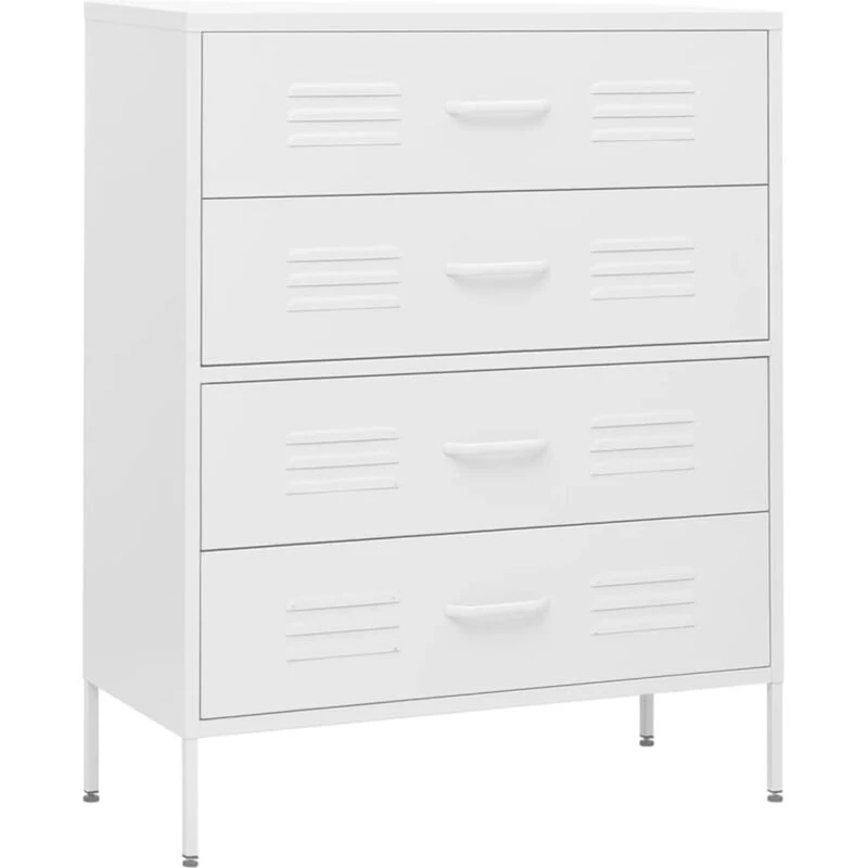 Image of VIDAXL Chest of Drawers White 80x35x101.5cm Steel Vidaxl 8720286565186