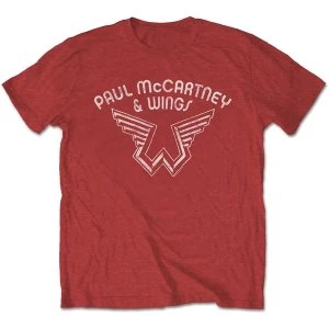 Image of Paul McCartney - Wings Logo Mens X-Large T-Shirt - Red