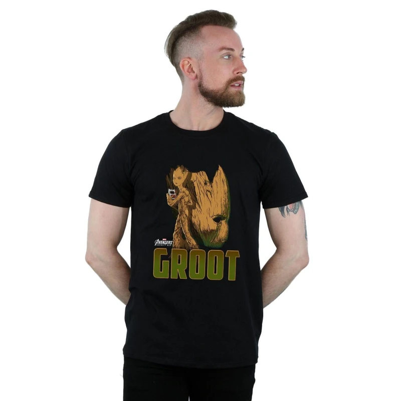 Image of Marvel Marvel Men Avengers Infinity War Groot Character T-Shirt in Black Size: Small Black S Male 5057736874318
