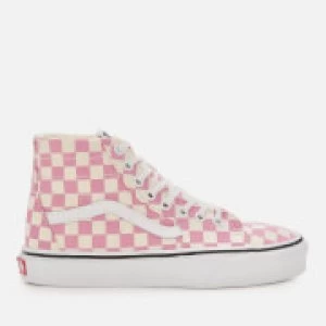 Image of Vans Womens Sk8-Hi Tapered Checkerboard Hi-Top Trainers - Fuchsia Pink/True White - UK 3