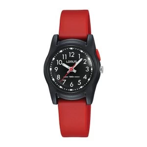 Image of Lorus R2381MX9 Chidrens Analogue Watch - Red with Black Case & Dial