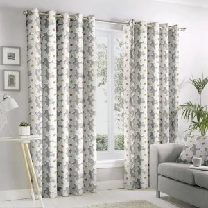 Image of Fusion Aura Fully Lined Eyelet Curtains - Grey