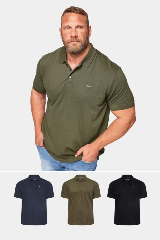 Image of BadRhino BadRhino Men 3 Pack Core Polo Shirts in Light Khaki Size: 5-6X-Large Light Khaki 5-6XL Male 5059738379327