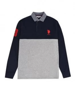 Image of U.S. Polo Assn. U.s Polo Assn Quilted Rugby Polo Shirt, Navy, Size S, Men