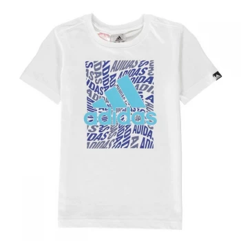 Image of adidas Camo Linear T Shirt Junior - White/Royal