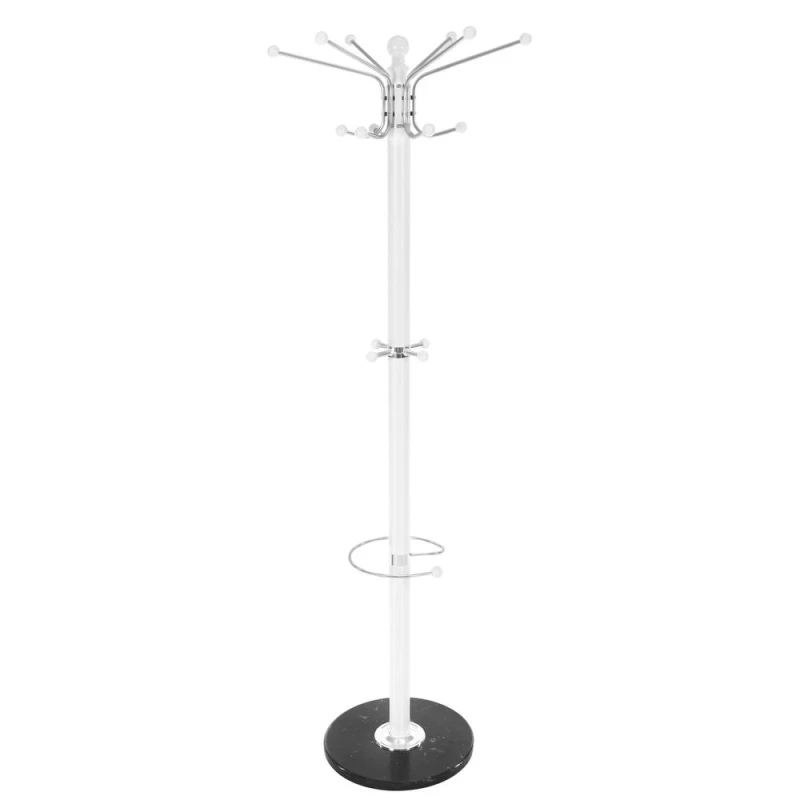Image of Tectake Coat Stand - 16 Hooks, With Umbrella And Bag Holder - White