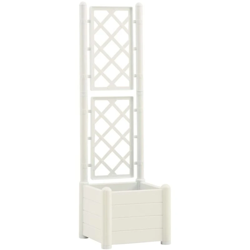 Image of VIDAXL Garden Planter with Trellis 43x43x142cm pp White Vidaxl 8720286194065