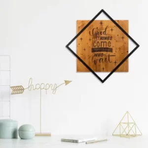 Image of Good Things Come To Those Who Wait Walnut Black Decorative Wooden Wall Accessory