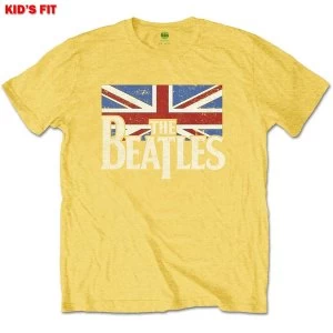 Image of The Beatles - Logo & Vintage Flag Kids 3 - 4 Years T-Shirt - Yellow