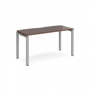 Image of Adapt II Single Desk 1400mm x 600mm - Silver Frame Walnut top