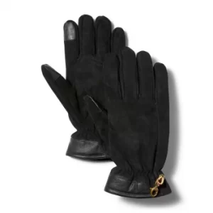 Image of Timberland Winter Hill Leather Gloves For Men In Black Black, Size M