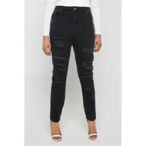 Image of I Saw It First Washed Black Stretch Extreme Distressed Skinny Jeans - Black