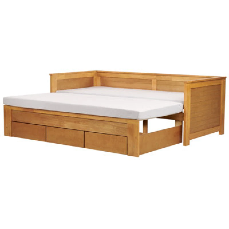 Image of Beliani Bed With Storage Drawers Wood Cahors 90 X 200 Cm (Eu Single) Brown