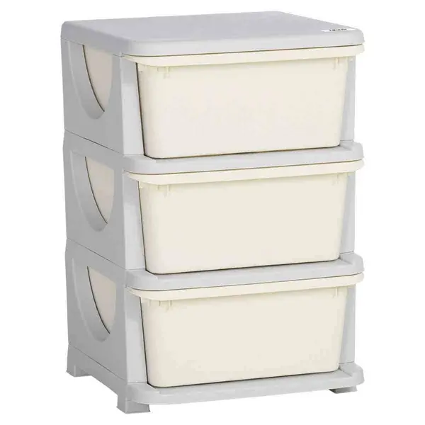 Image of HOMCOM Kids Storage Units with Drawers 3 Tier Chest Vertical Dresser Tower - Cream 311-023V00CW