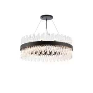 Image of Lysander 24 Light G9, Ceiling Pendant Round, Satin Black, Clear Item Weight: 23.13kg