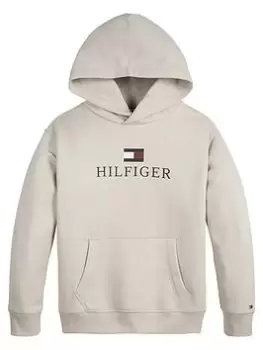 Image of Tommy Hilfiger Boys Logo Hoodie - Stony Beige, Stony Beige, Size 5 Years