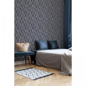 Image of Superfresco Vittorio Navy and Pale Gold Geometric Wallpaper