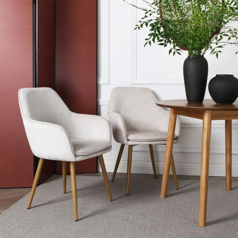 Image of Home Garden Direct Muse - Accent Chair in Woven Yarn Fabric Upholstery in Cream Cream Unisex