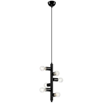 Image of Lamkur Lighting - Linda Modern Multi Arm Pendant Ceiling Light Black, 6x E27