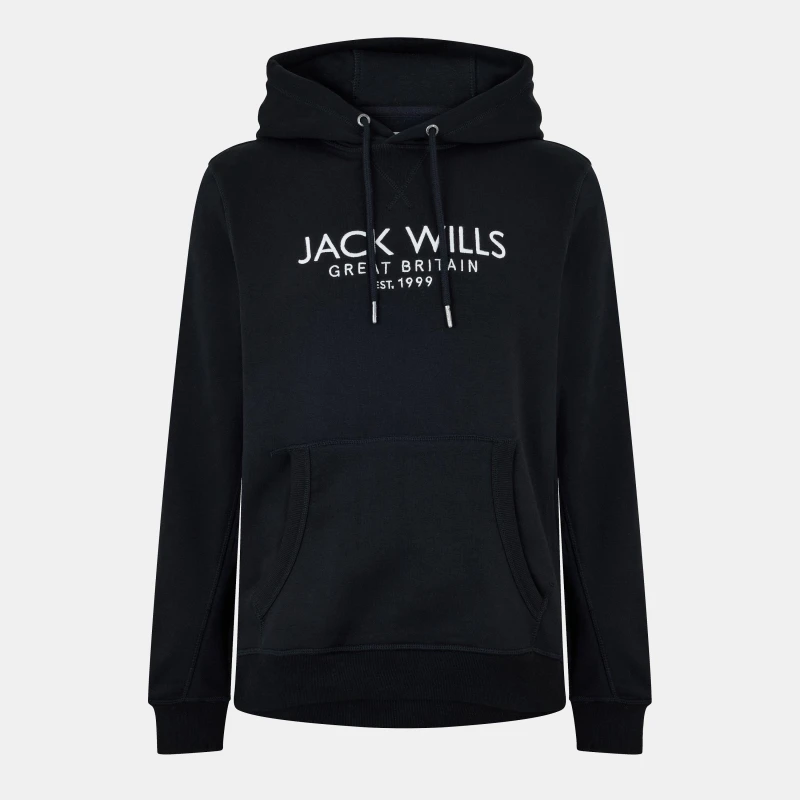 Image of Jack Wills Batsford Logo Hoodie Mens Black male XS