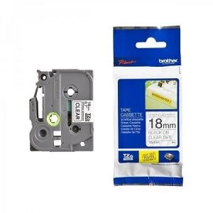 Image of Brother TZe-S141 Original P-touch Label Tape (18mm x 8m) Black On Clear