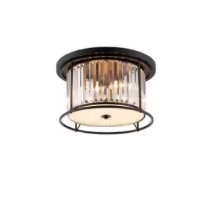 Image of Guilford Ceiling Lamp, 4 Light E27, Satin Black, Clear