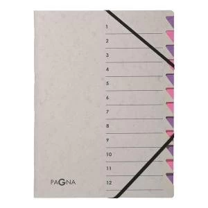 Image of Pagna Pro Deluxe A4 12 Compartment Sorting File GreyPink Pack of 5