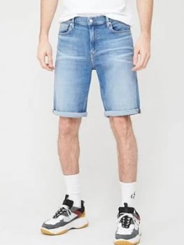 Image of Calvin Klein Jeans Slim Fit Denim Shorts - Light Blue, Size S, Men