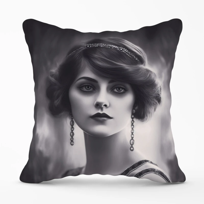 Image of Warren Reed - Designer Edwardian Showgirl Cushions in Black Size: 60cm x 60cm Black Unisex 60cm x 60 cm