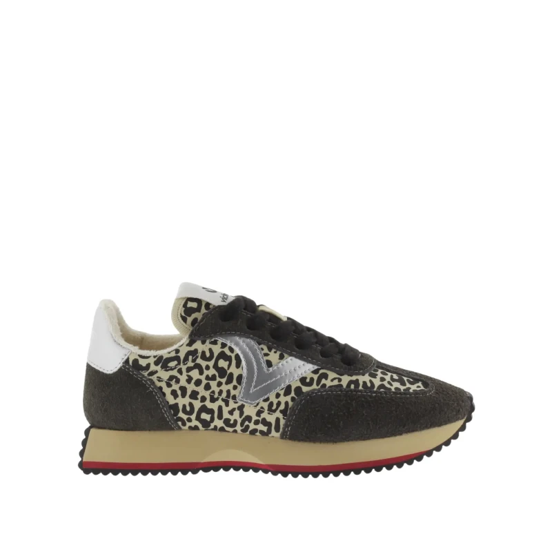 Image of Victoria Animal print nylon and split leather sneakers For Her Victoria Cosmos Noir Female 40