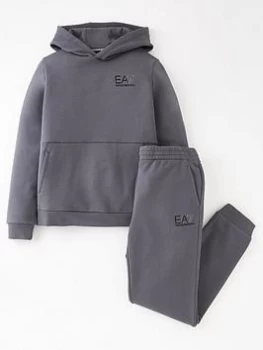 Image of EA7 Emporio Armani Boys Core Id Hoodie Tracksuit - Irongate Size Age: 12 Years