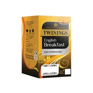 Image of Twinings English Breakfast Decaffeinated Envelope Tea Bag Pk20x4 F1242