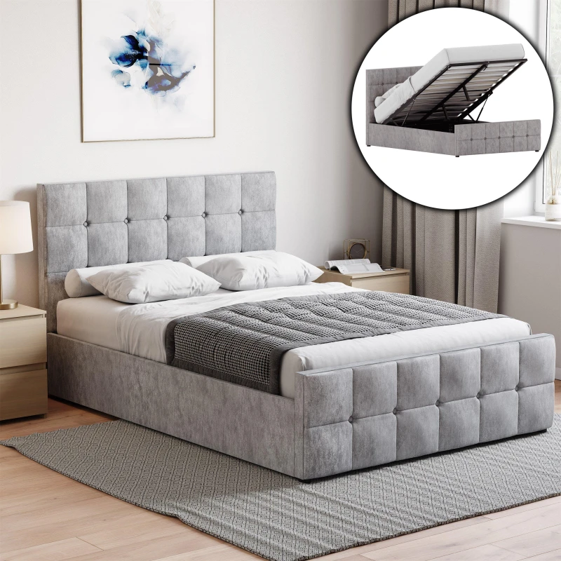 Image of Lassic Vida Designs Valentina Double Ottoman Bed UKFR Silver Crushed unisex Double