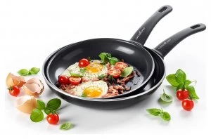 Image of GreenChef Soft Grip 24 and 28cm Frying Pan Set - Black
