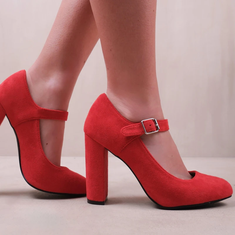 Image of Where's That From 'Michelle' Block High Heel Pump Red