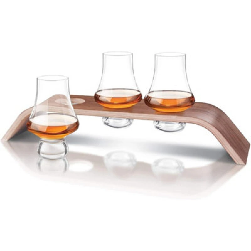 Image of Original Products Final Touch Set Of 3 Lead-Free Crystal Glasses With Aspen Wood Levitation Stand