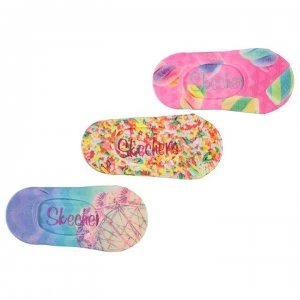 Image of Skechers Printed Liner Socks 3 Pack Girls - Blue