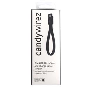 Image of Candywirez USB 2.0 A (M) to USB 2.0 Micro B (M) 0.15m Black Magnetic Tangle-Free Data Cable
