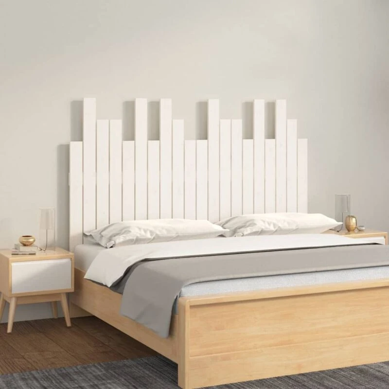 Image of Vidaxl Wall Headboard White 127.5X3X80 Cm Solid Wood Pine, White 824789