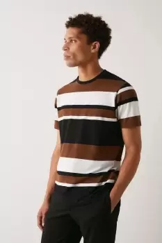 Image of Mens Black Short Sleeve Bold Stripe T-Shirt