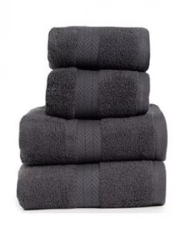 Image of Essentials Collection 4 Piece 100% Cotton 450 Gsm Quick Dry Towel Bale - Dark Grey