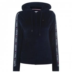 Image of Tommy Bodywear Velour Tape Hoodie - Navy Blazer