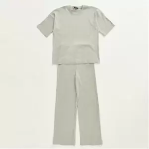 Image of Missguided Co Ord Ribbed Tee and Wide Leg Set - Grey