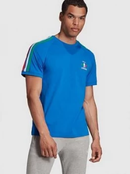 Image of adidas Originals 3 Stripes Italia T-Shirt - Blue, Size S, Men