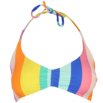 Image of Jack Wills Jack Stripe Halter Neck Bikini Top - MULTI