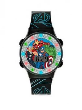 Image of Disney Avengers Digital Dial Black Silicone Strap Kids Watch